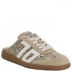 NEW BACK 70 women’s easter backless sneaker in glitter gold